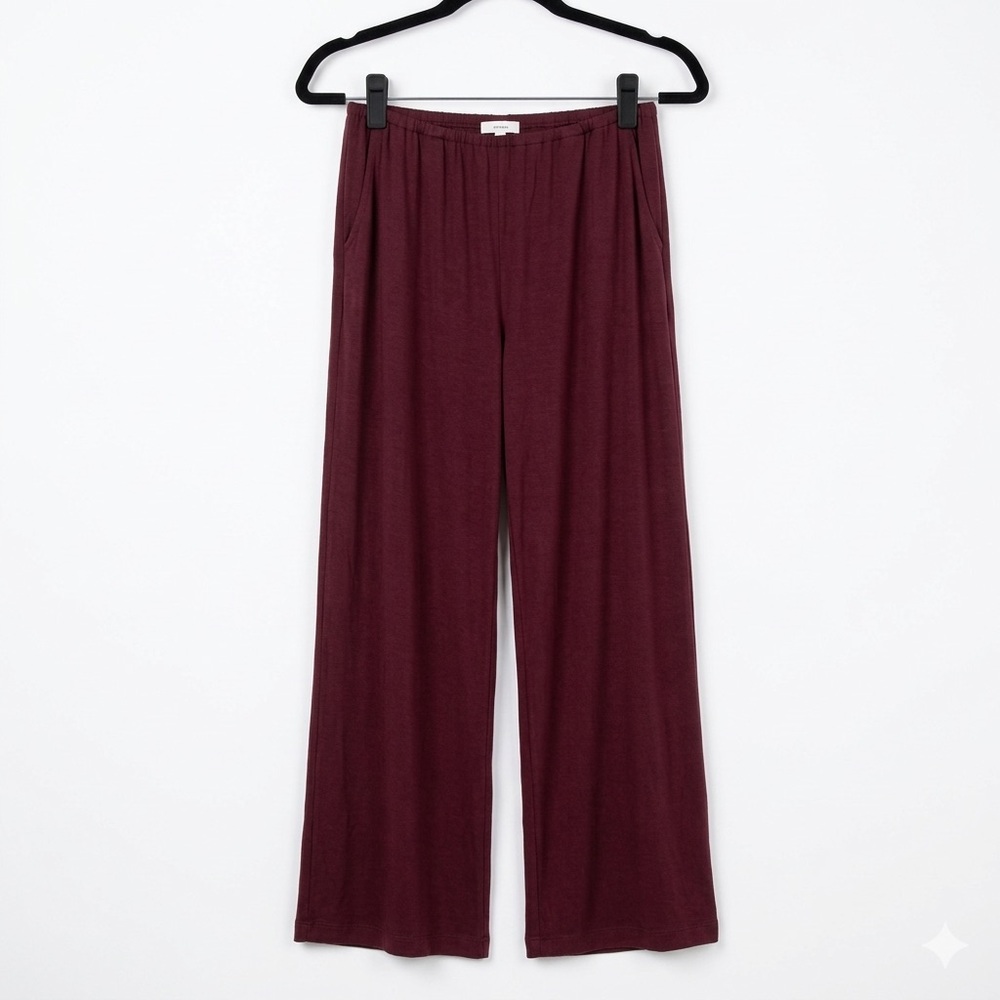 Skin Organic 100% Pima Cotton Wide-Leg Relaxed Burgundy Pants Women’s 1 - Picture 2 of 8